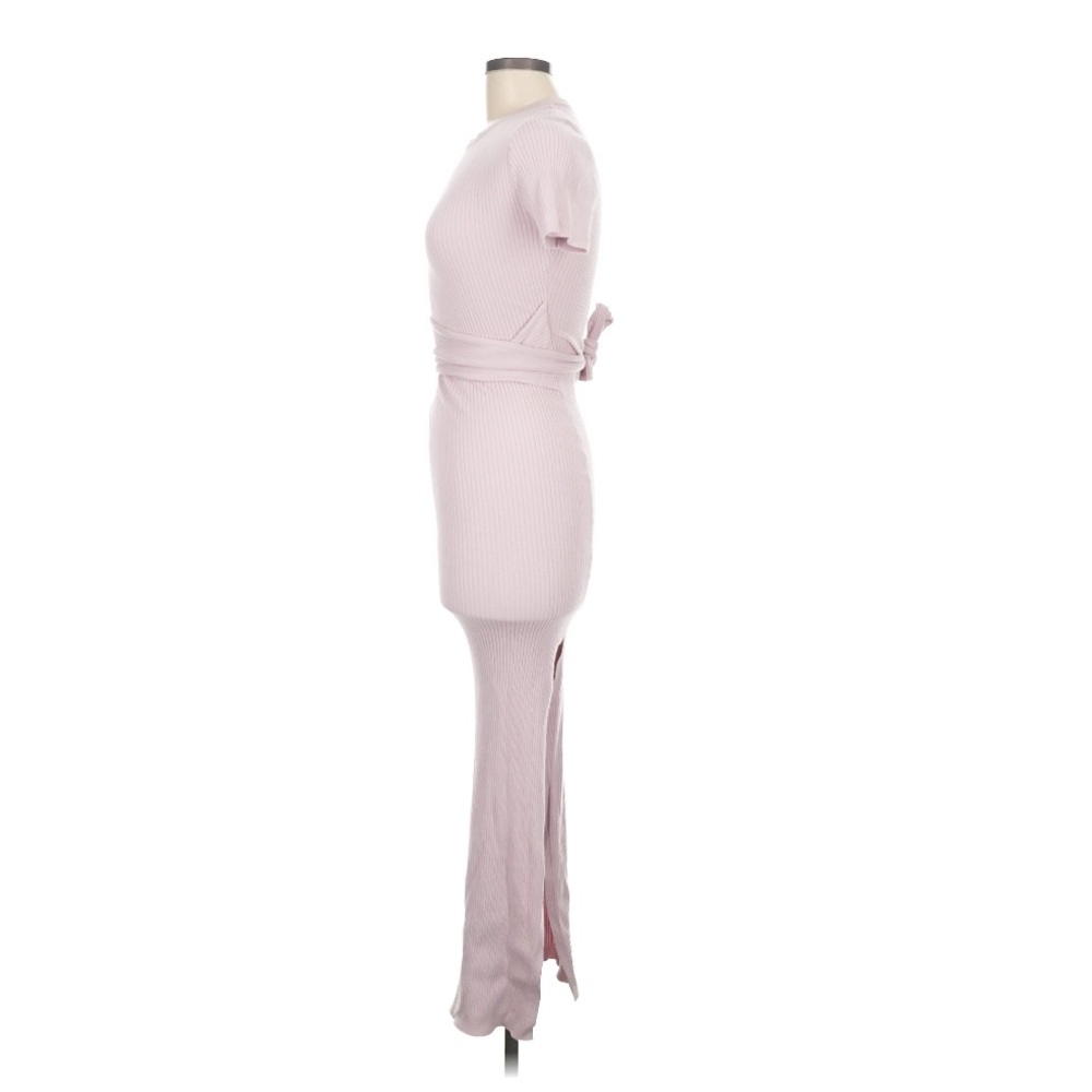 Ronny Kobo Athena Ribbed Knit Midi Dress side slit waist wrap Size M - Picture 6 of 8